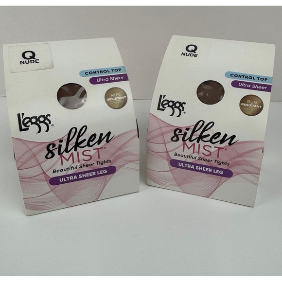 L'eggs Accessories - L'eggs Silken Mist Control Top Pantyhose Nude Sz Q 2-Pair New